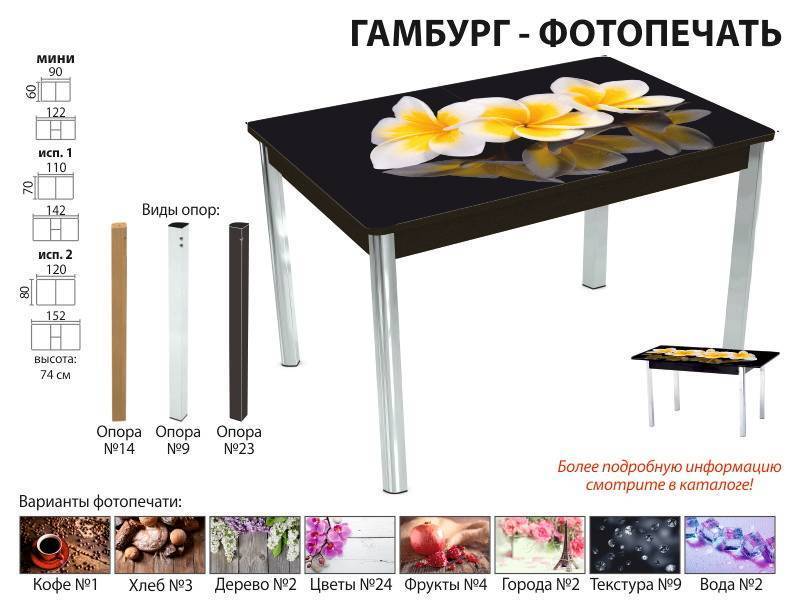 стол обеденный гамбург фотопечать в Сургуте