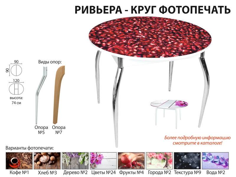 стол обеденный ривьера круг фотопечать в Сургуте