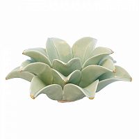 подсвечник керамический в виде лотоса с золотыми лепестками flower lotus pale green medium, 12 см в Сургуте