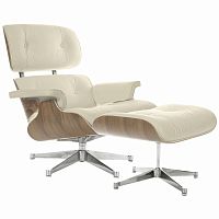 кресло eames style lounge chair & ottoman кремовое в Сургуте