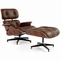 кресло eames style lounge chair & ottoman premium коричневое в Сургуте