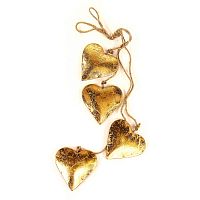 гирлянда новогодняя подвесная сердца золотые golden hearts, 65 см в Сургуте