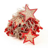 набор елочных украшений звезда деревянная с красным ободком christmas stars, 30 штук в Сургуте