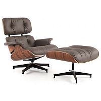 кресло eames style lounge chair кожа коричневое в Сургуте