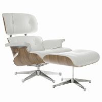 кресло eames style lounge chair & ottoman белое в Сургуте