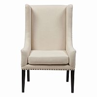 кресло мягкое с ушами белое nailhead fabric armchair в Сургуте