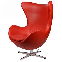 кресло arne jacobsen style egg chair кожа красное в Сургуте