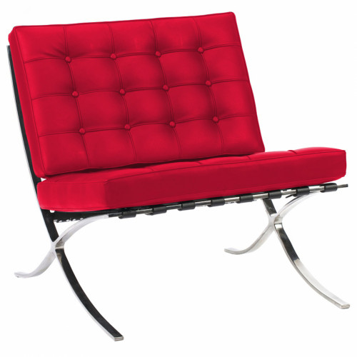кресло barcelona chair кожа красное в Сургуте