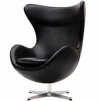 кресло с подлокотниками arne jacobsen style egg chair черное в Сургуте