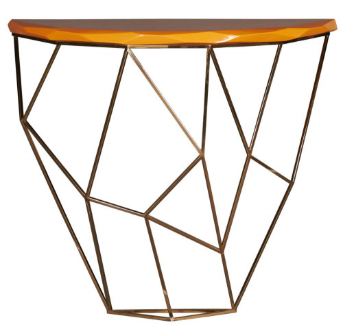 консоль geometric 100x38x90 золото, коричневая столешница в Сургуте